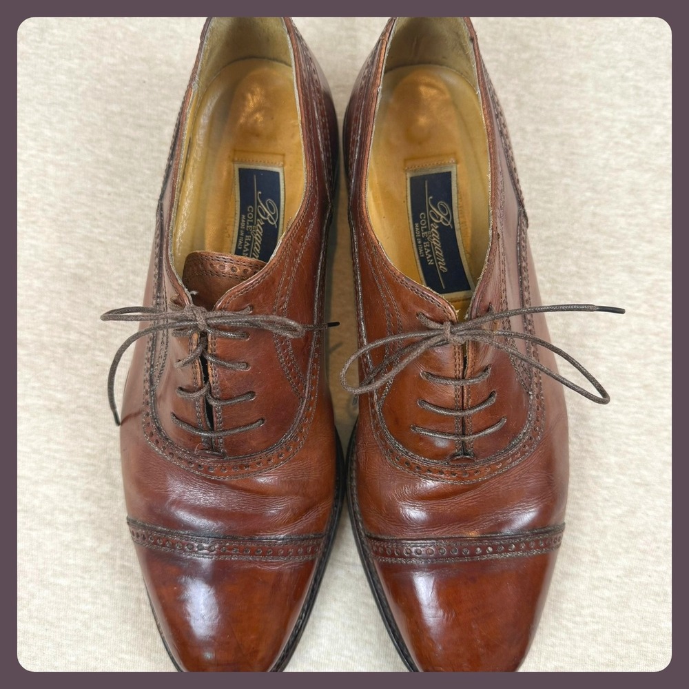 Cole Haan Briaano Mens Brown Leather Cap Toe Oxford Dress Shoes Made in Italy - Picture 3 of 11